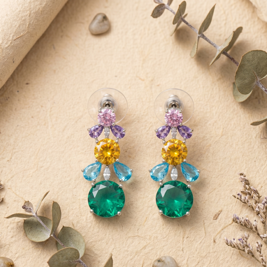 Multi colored drop stone earrings