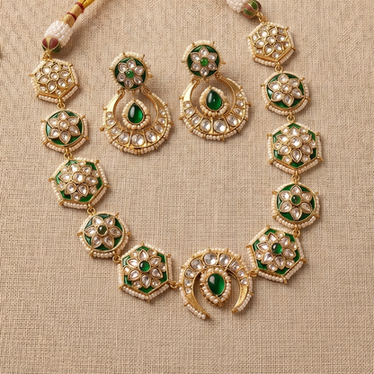 Kamakshi Choker with Green Stone Necklace