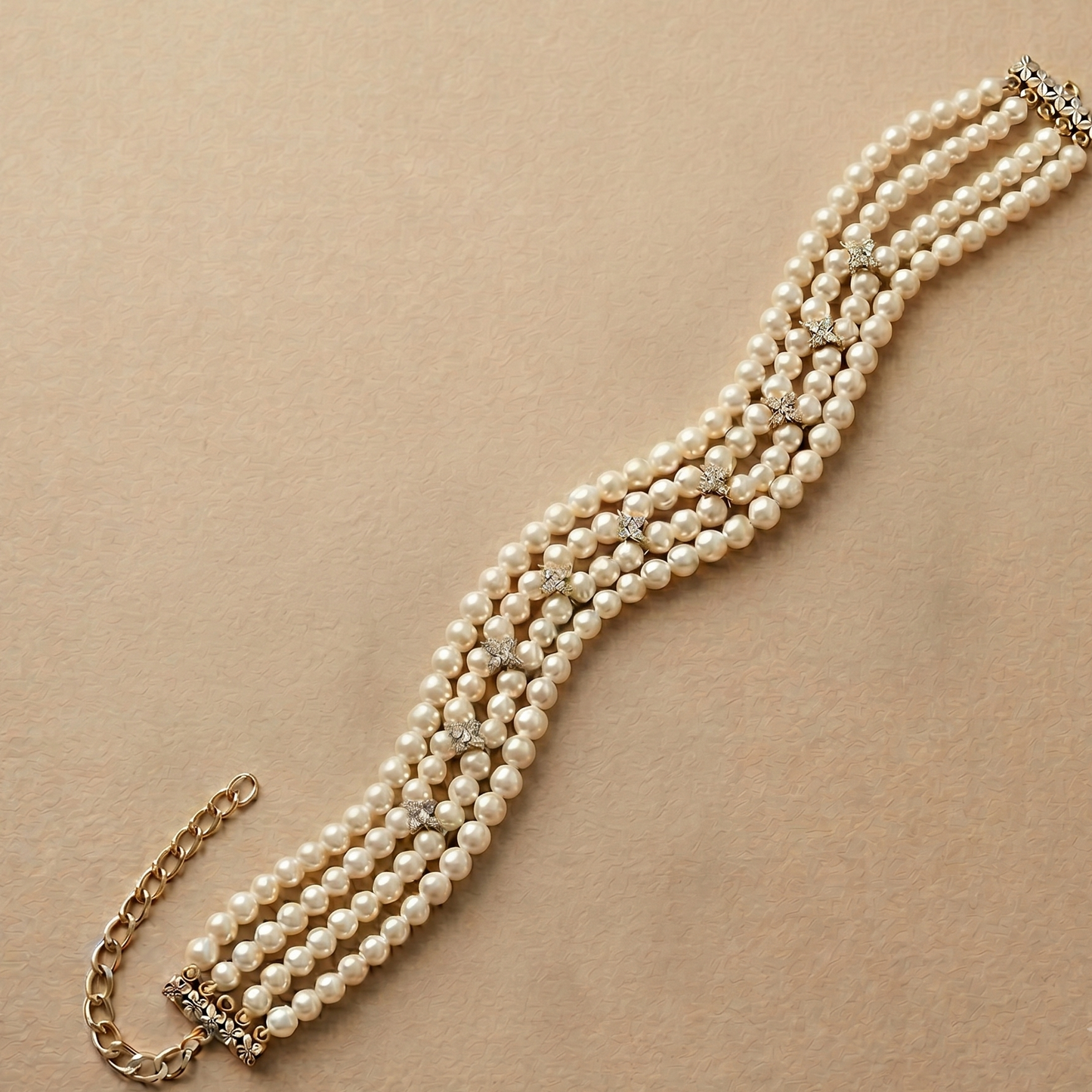 Four layers pearl mala necklace