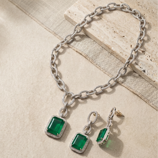 Green stone with chain necklace