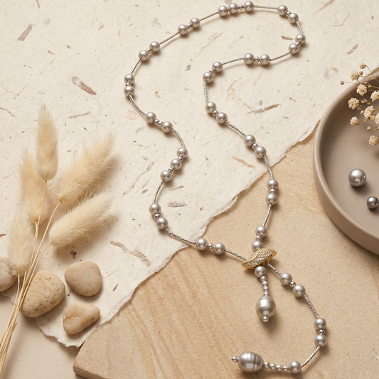 Silver small pearl necklace