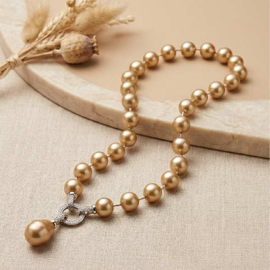 Golden pearl necklace