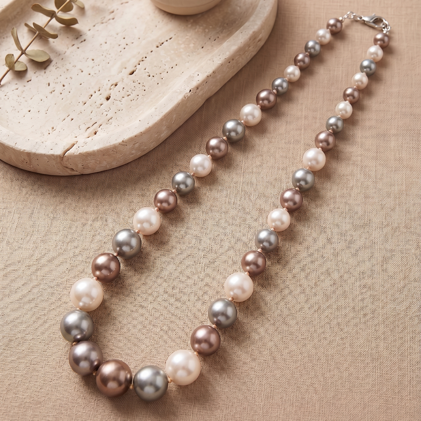 three tone pearls necklace
