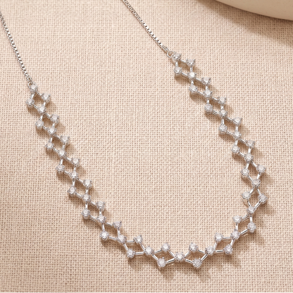 Zirconia Criss Cross Sleek Necklace