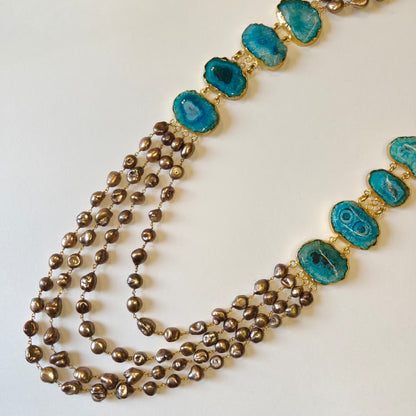 Blue and Olive Colour Necklace