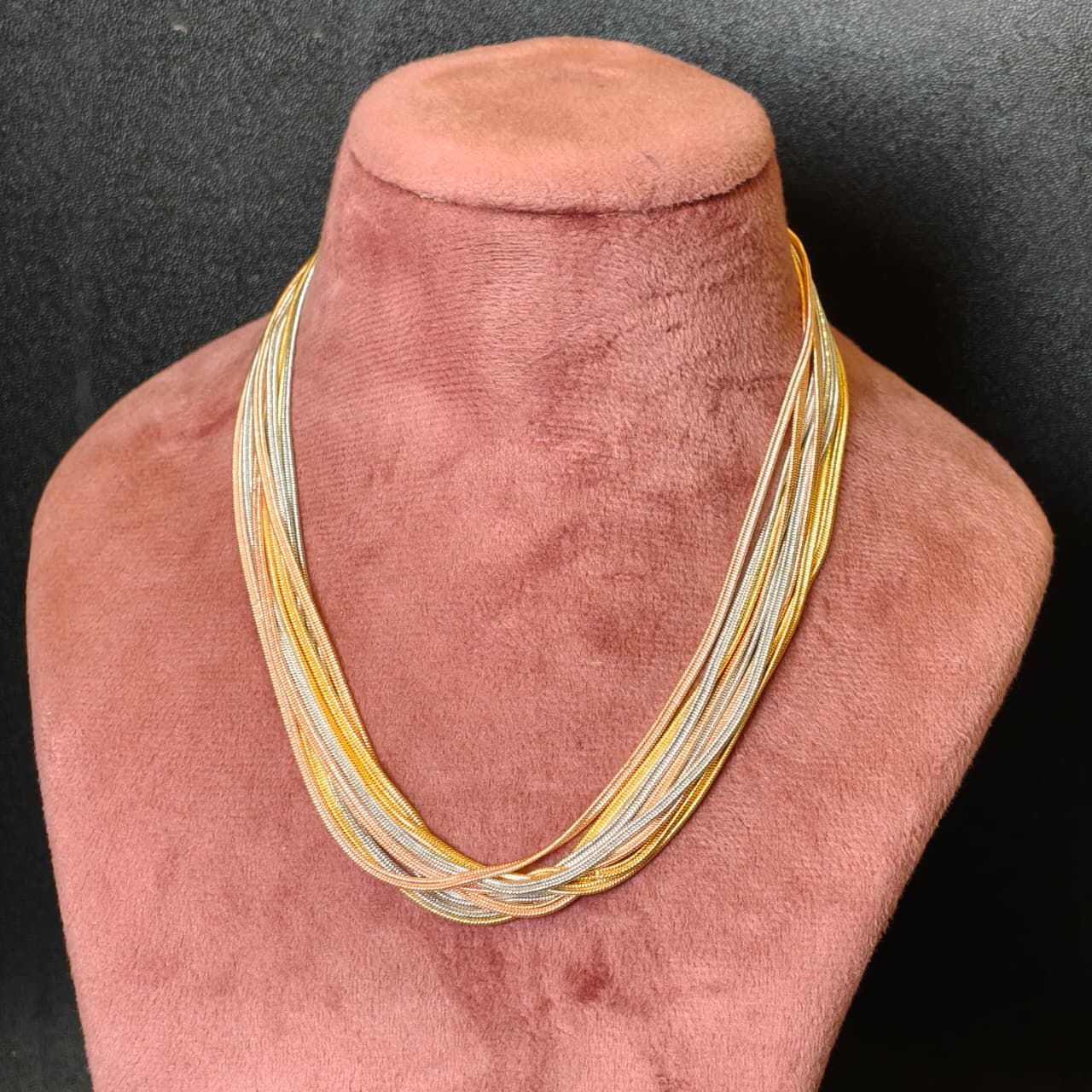 Three Toned Western Layered  Chain Necklace