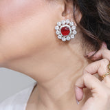 Red Stone Stud Earrings