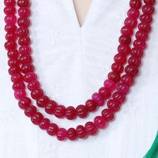 Pumpkin Beads Ruby Necklace