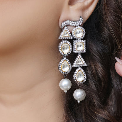 Victorian Polki Pearl Dangler Earrings