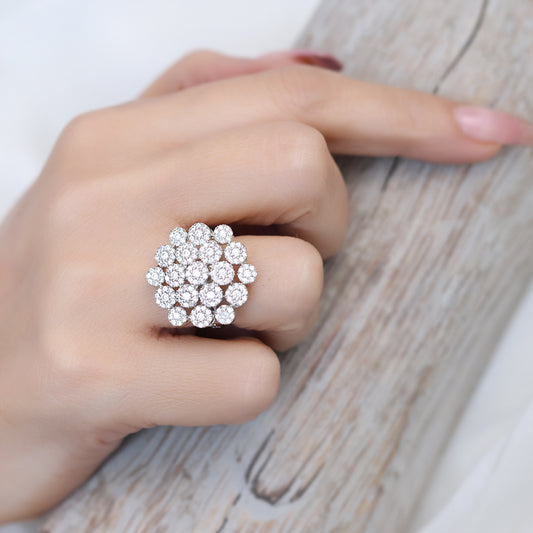 Adjustable CZ Cocktail Ring