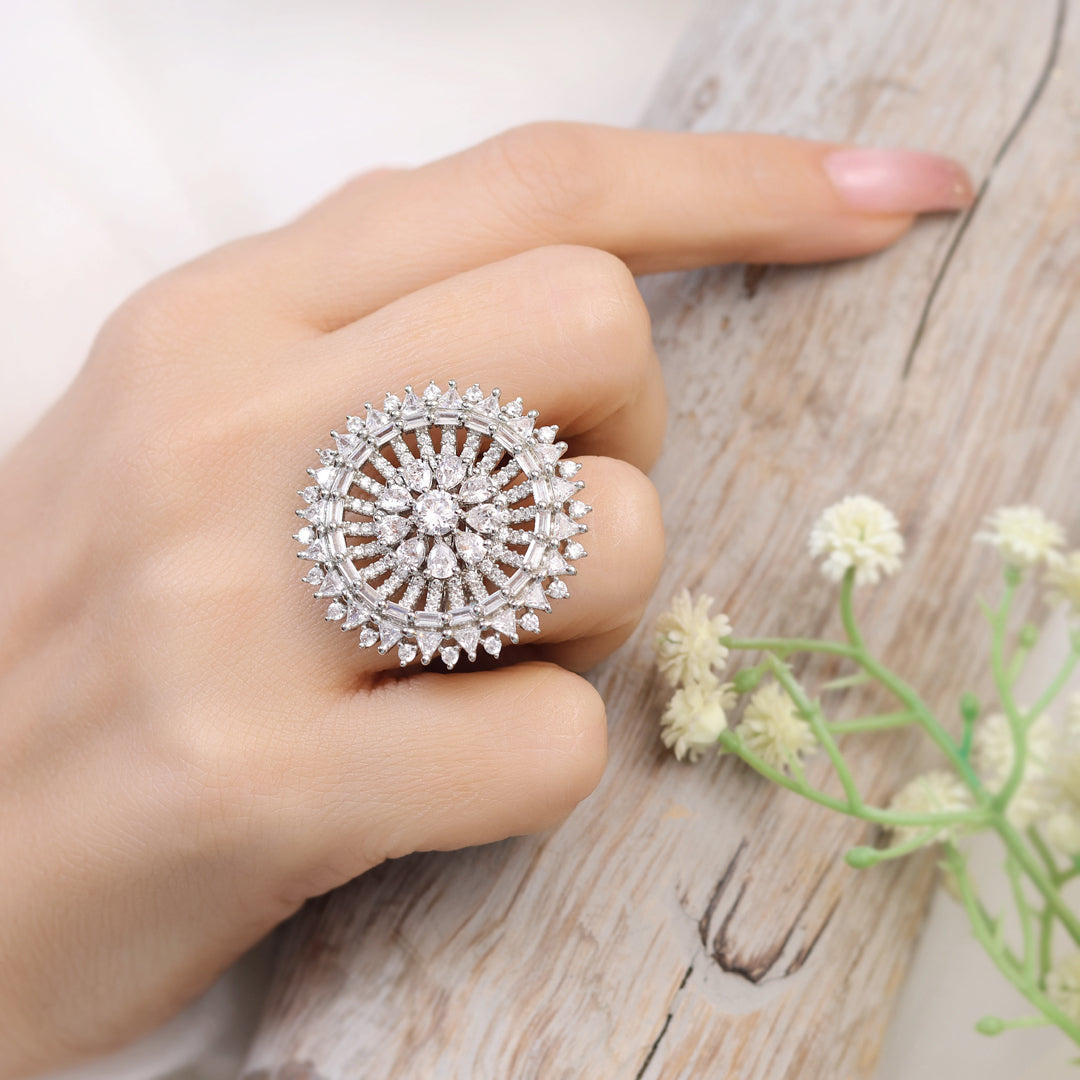 Broad Flower Adjustable Ring