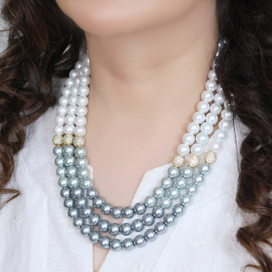 Grey Pearls Layered Necklace