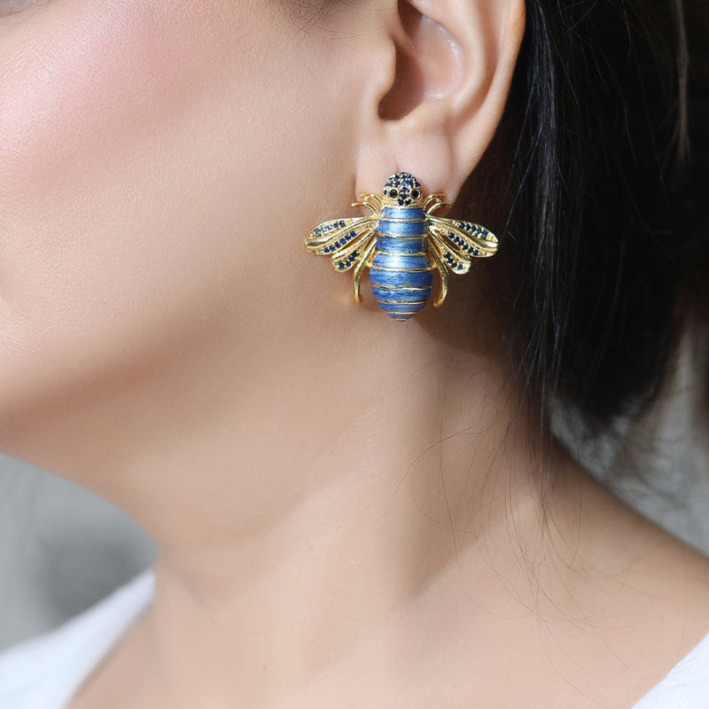 Blue Toned Ladybird Earrings