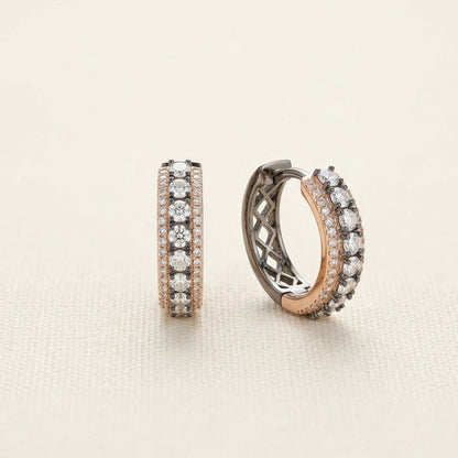Black and Rosegold Zirconia hoop