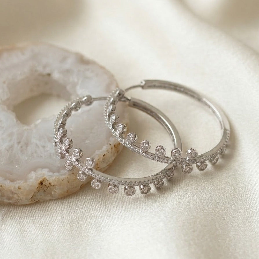 zirconia silver  hoop