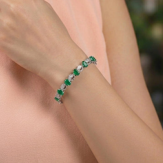 Zinnia Green Toned Zirconia Tennis Bracelet