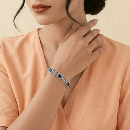 Blue Stone and Zirconia Tennis Bracelet