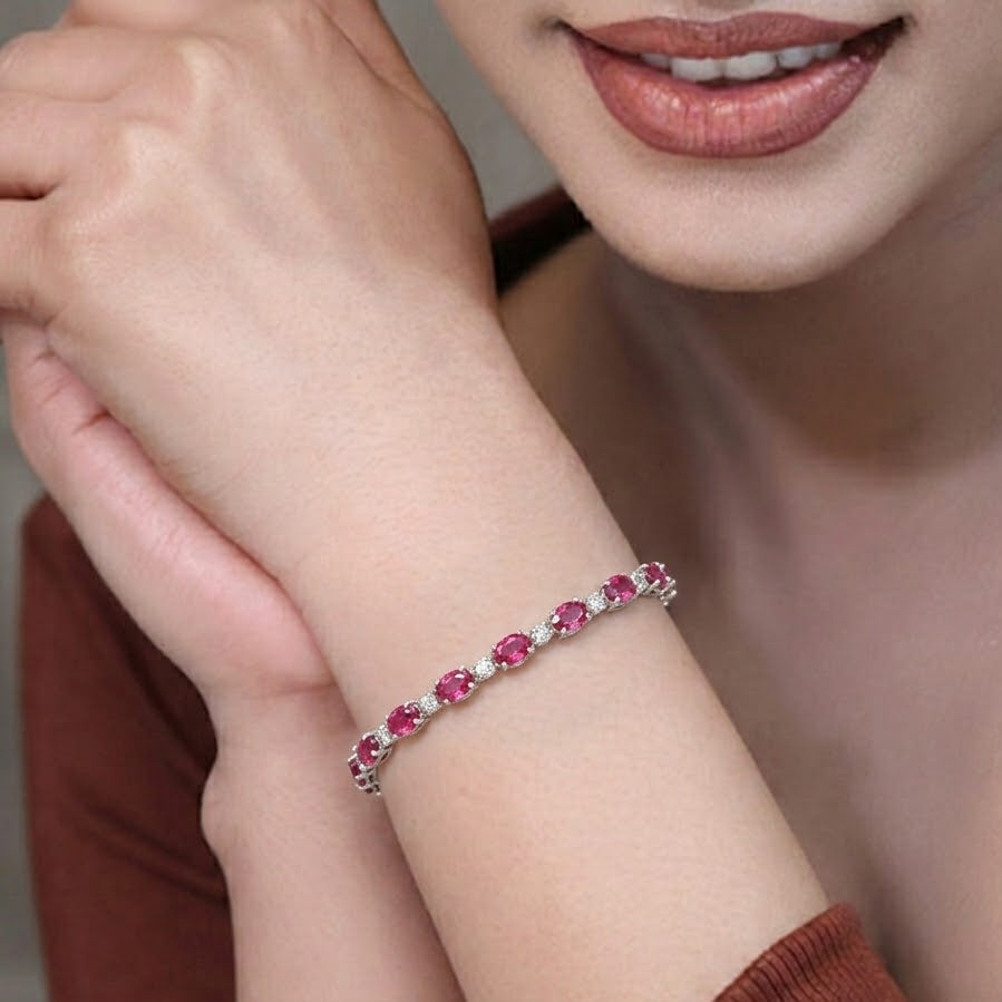Ruby Toned Zirconia Tennis Bracelet