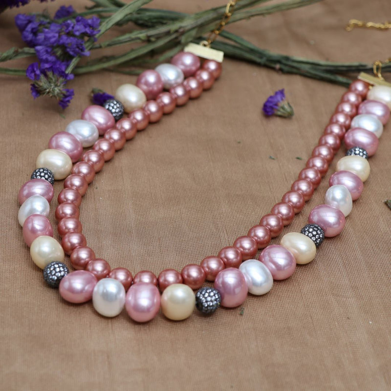 Rosegold Pearl Necklace Set