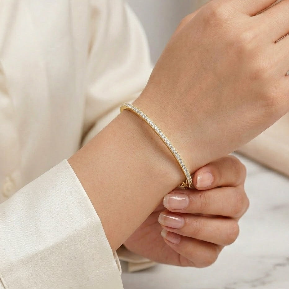 Silver Slim Pointer Thin Bracelet cum Bangle