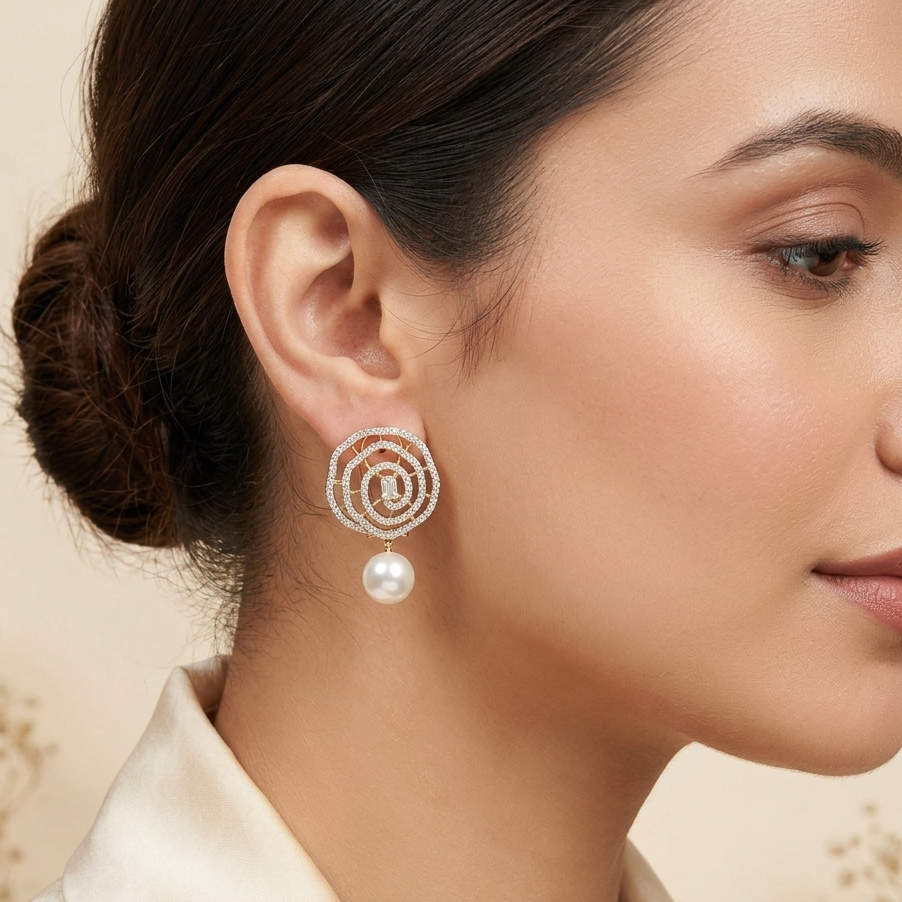 Gold Toned Zirconia Earrings