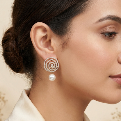 Gold Toned Zirconia Earrings