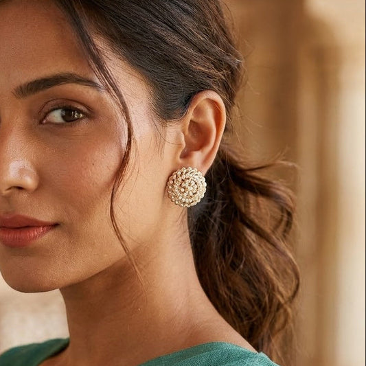 Malti Gold and Pearl Jadau Earrings