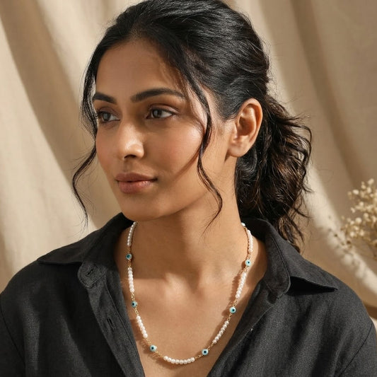 Evil Eye Pearl Necklace