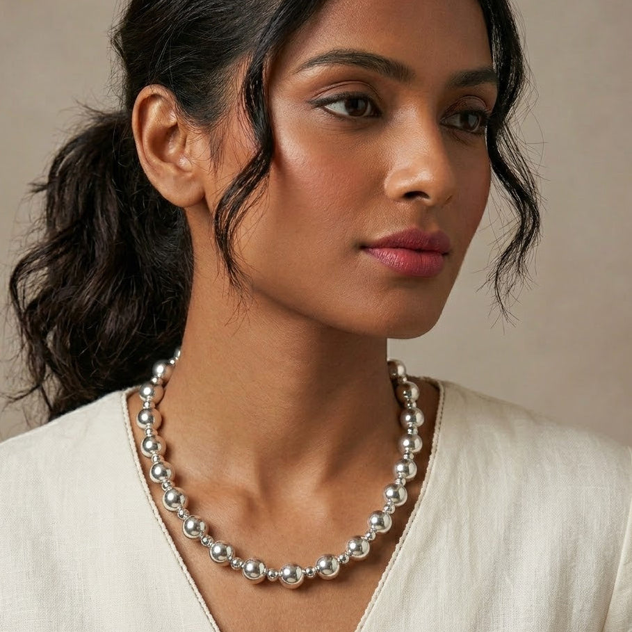 Silver Pearls Necklace
