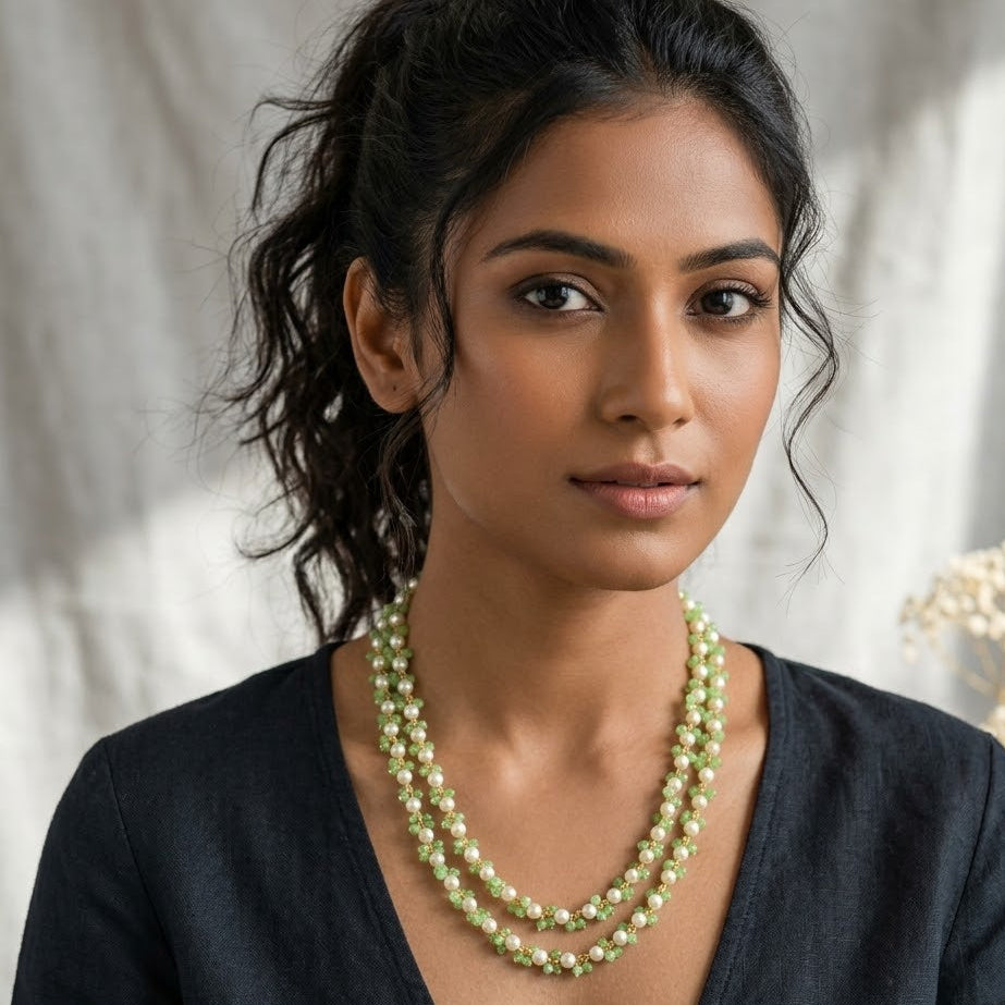 Pearl And Green Necklace