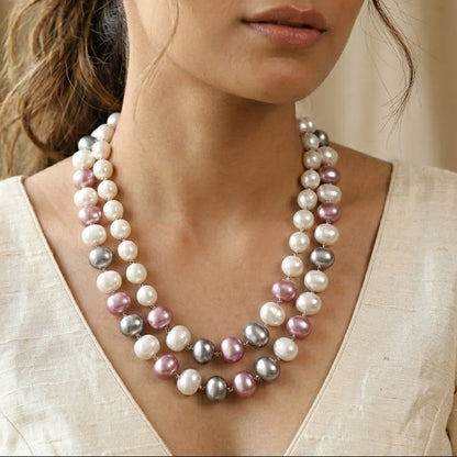Pink and Grey Layered Necklace