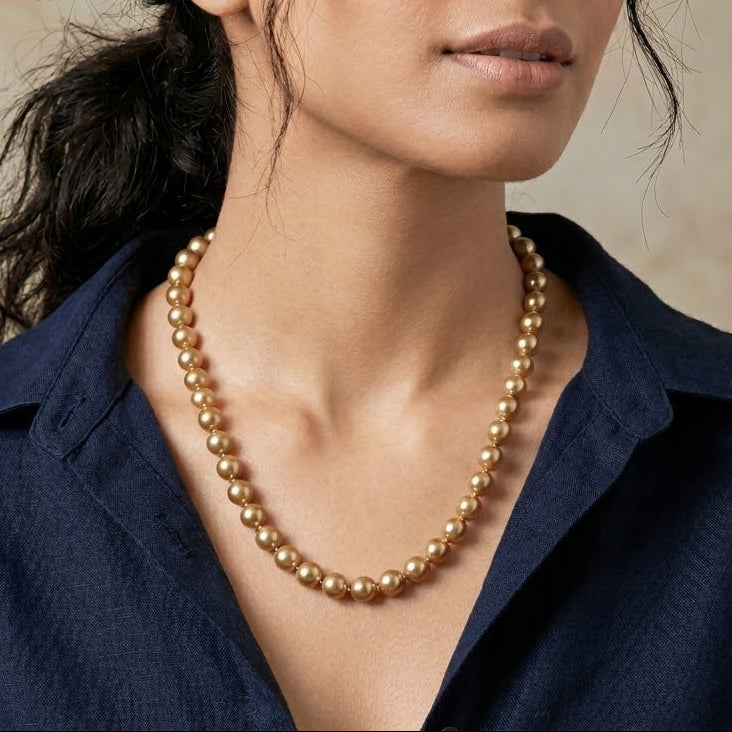 Gold Toned Small Pearls Necklace