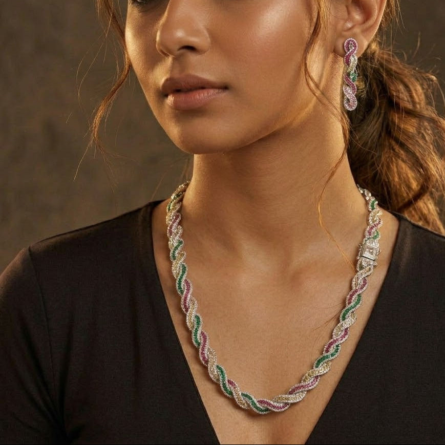 Multi Colour AD Necklace