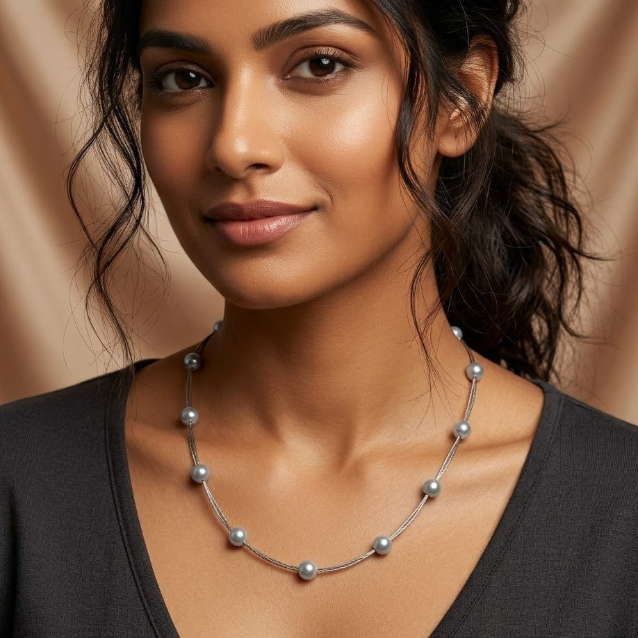 Grey Wire Single Line Necklace