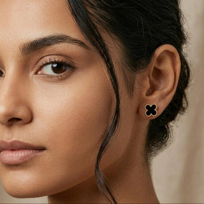 Black Enamel Stud Earrings