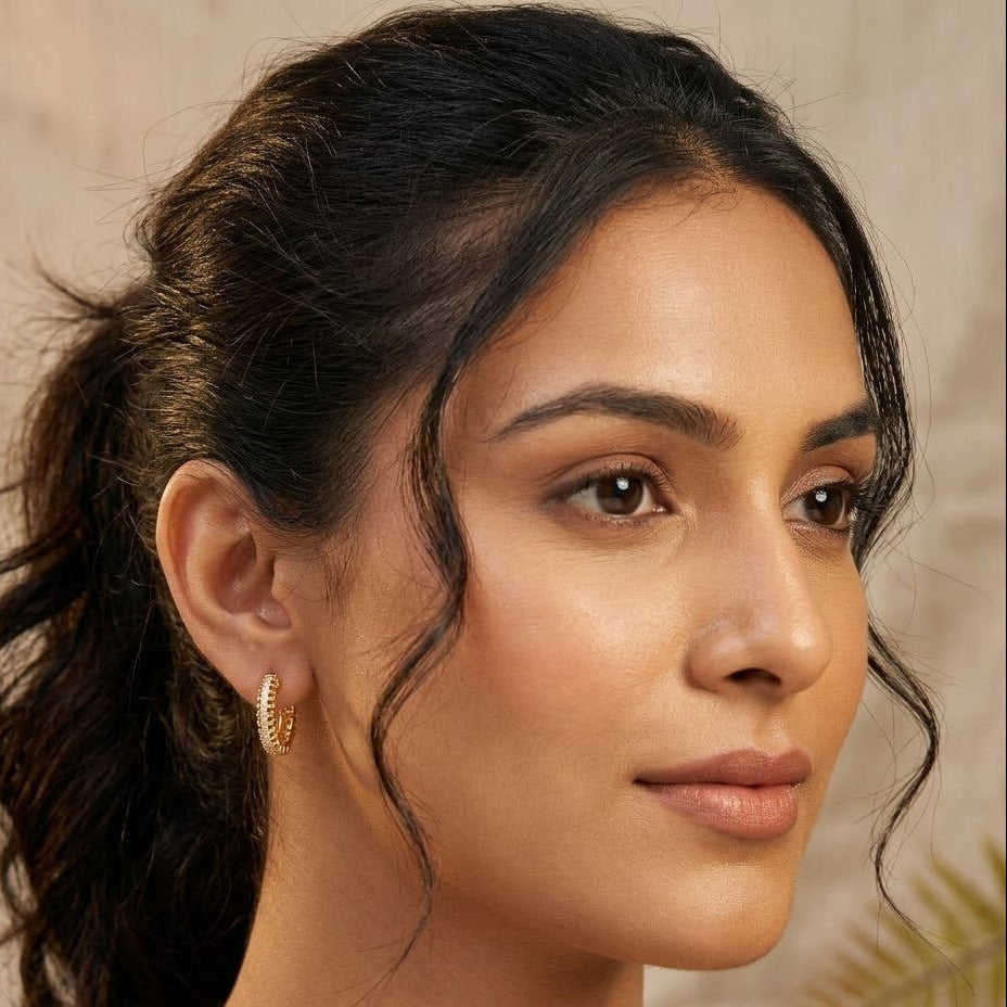 Gold Toned Zirconia Hoop Earrings