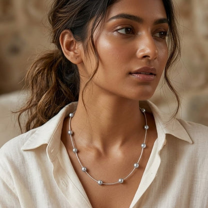 White Wire Single Line Necklace