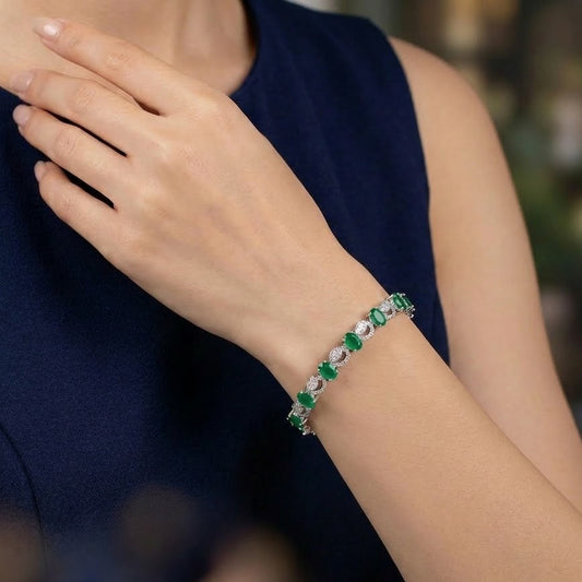 Nikitaa Green Stone Studded Tennis Bracelet