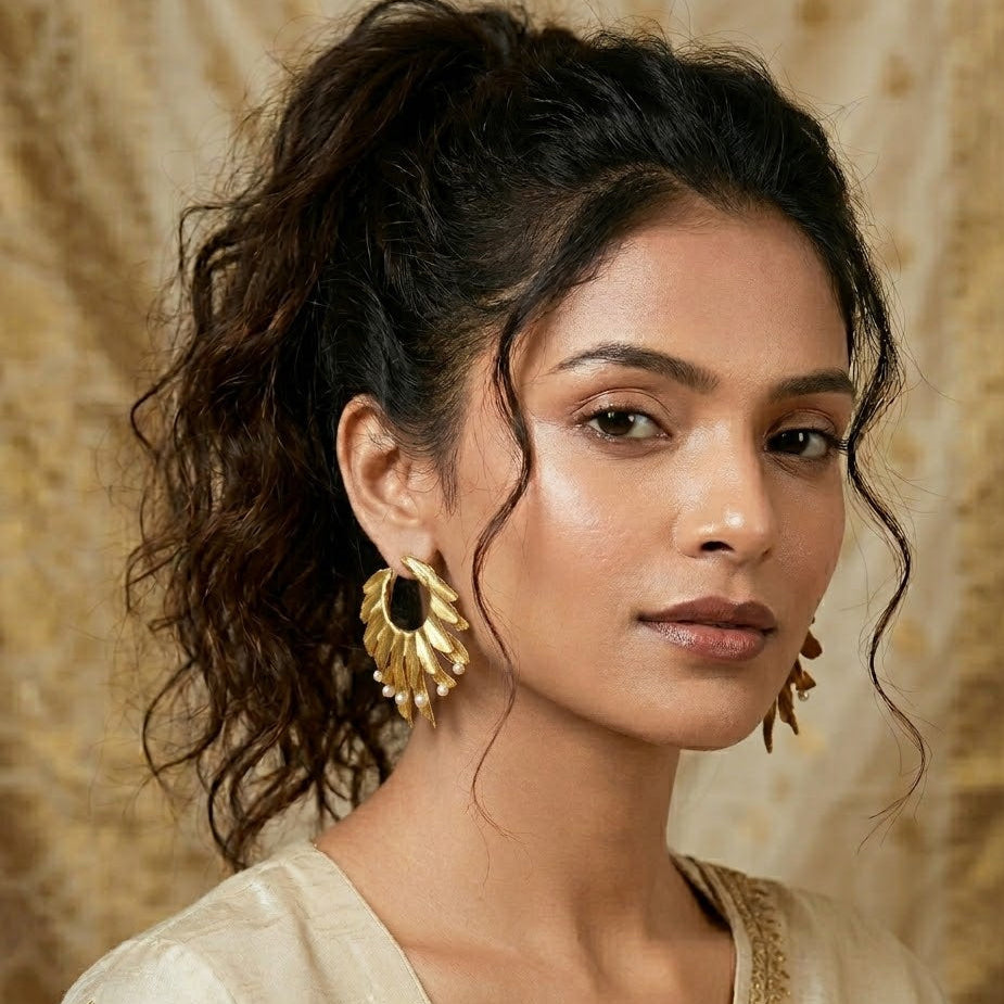 Pearl Gold Hoop Earrings