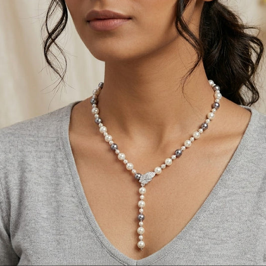 Garima Grey Brooch Necklace