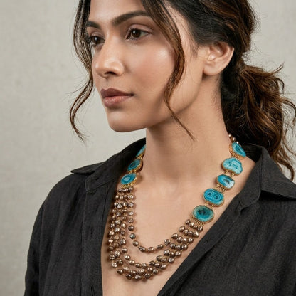 Blue and Olive Colour Necklace