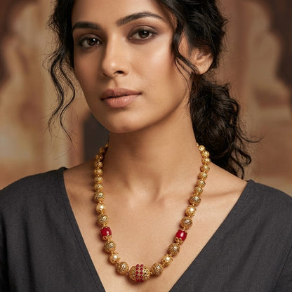 Temple Red Beads Necklace
