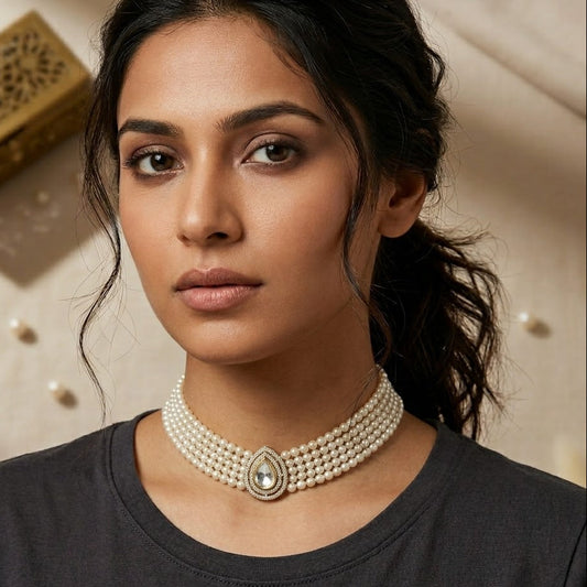 White Pearl Choker Necklace