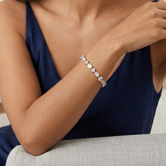 Unshaped Silver Plated Tennis Bracelet