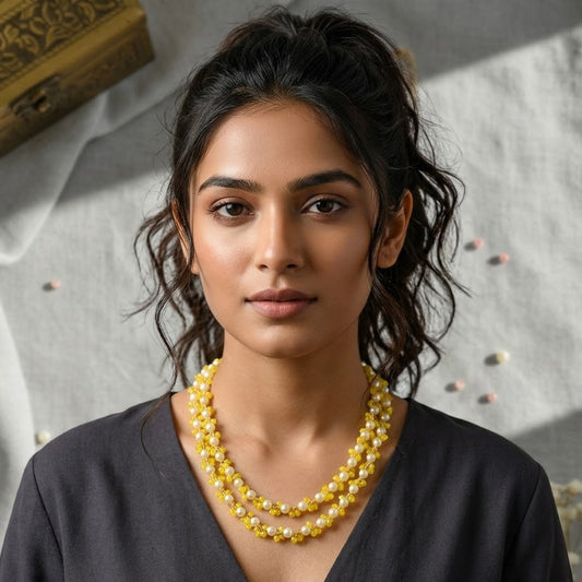 Pearl And Yellow Necklace