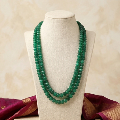 Pumpkin Beads Emerald Necklace
