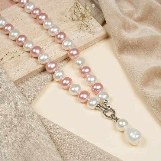 Pink and White Pearl Necklace