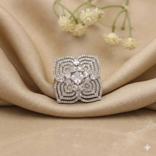 Peehu Adjustable Zirconia Cocktail Ring