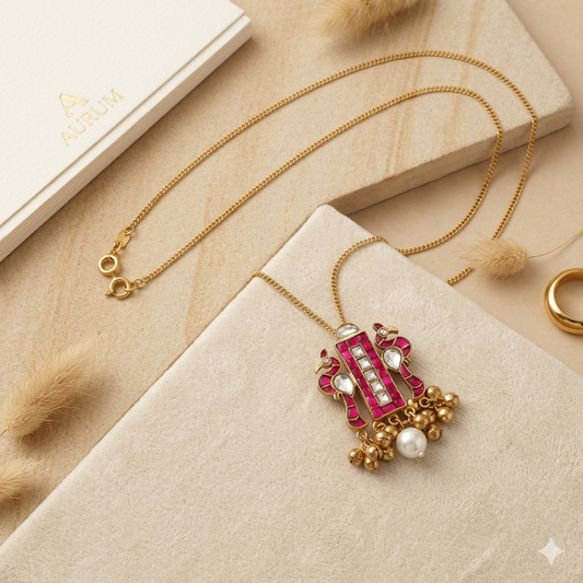 Ruby Toned Birds Pendant