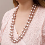 Double Line Rosegold Pearls Necklace Set